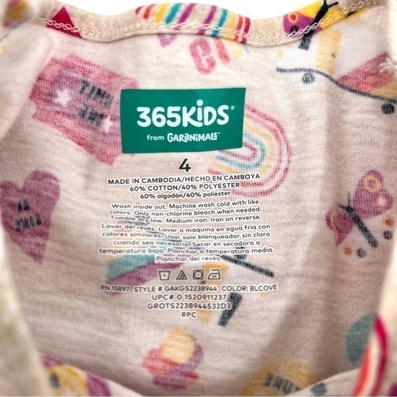 365 KIDS Girl's Tan & Colorful Print Short Sleeve Casual Top Size 4 - Picture 4 of 8